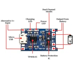 TP4056 Micro USB Lithium Battery Charging Converter with Overcharge Discharge Over-Current Protection Charging Board image 4
