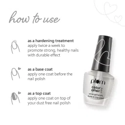 Plum Color Affair 3-in-1 Strengthener Base & Top Coat | 7-Free Formula with AHA & Avocado Oil | 100% Vegan & Cruelty-Free Nail Care | 11ml image 2