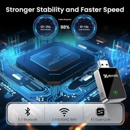 Zitronix® Wireless Carplay Adapter Bluetooth 5.2 & WiFi Convert Car Screen to Android Auto & Apple Car Play Wireless Adapter Plug & Play Aluminum Alloy Housing with Type-c Converter and Extension Cord image 5