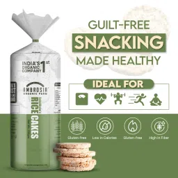 Ambrosia Organic Farm Healthy Brown Rice Cakes, No Fat, No Cholesterol, Gluten Free, Lightly Salted| Tteokbokki the Korean Brown breadsticks|Try With Crunchy Peanut Butter (Min 120g Each) (Pack of 4) image 2