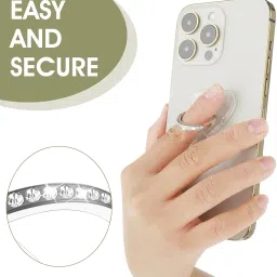 Mizi Glitter 360°Rotation 180° Flip Cell Phone Adhesive Finger Ring Holder, Clear Kickstand Compatible with Most Phones, Tablets & Cases - Rainbow/Rose Gold image 1