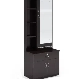Dressing Table with Mirror and Storage Cupboard (Color-Dark Brown) image 2