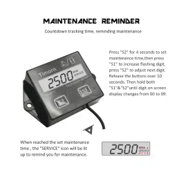 Timorn Timorn Inductive Hour Meter for 2 Stroke & 4 Stroke Small Engine, Replaceable Battery Waterproof Tachometer for Marine ATV Motorcycle UTV Engine (Black) image 2