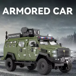 Magicwand® 1:24 Scale Die-Cast Metal Saber-Tooth Armored Truck【Large】 with Openable 11 Small Windows & Doors,Lights & Music & Working Steering【Military】【Pack of 1】 image 4