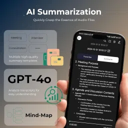 Voice Recorder with AI Transcription & Summarization FOCASE REC Audio Recorder AI Mini Voice Recorder for Lectures Calls Meetings App Control 64GB Memory Black image 4