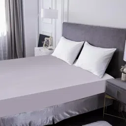 DREAM CARE Water Proof Lycra Stretchable Fitted Mattress Protector 78x66 Inch for Double Bed Queen Size with Elastic Strap Ultra Soft Mattress Cover Hypoallergenic Bed Cover (Grey), Solid image 4