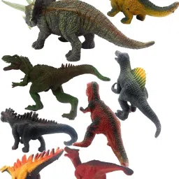 OANGO Dinosaur Rubber Play Toy Set 12 Pieces, Non-Toxic, Small/Medium Sized Wild Animal Figures for Kids Aged 1-5 image 4
