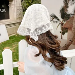 maycreate 2Pcs Head Scarf for Women Stylish Boho Lace Head Scarfs Countryside Triangle Bandana Headband Soft Head Coverings Comfy Beach Headwraps Hair Scarf Gift for Women, Girls image 5