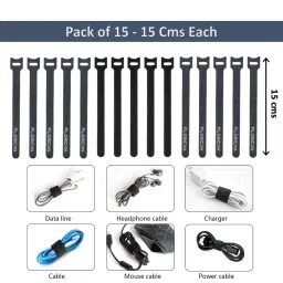 FLORICAN Cable Organiser, Cord Management System for PC, TV, Home Theater, Speaker & Cables, Reusable Cable Organizer for Desk, WFH Accessories, Reusable Cable Ties Strap (15 Pcs) image 3