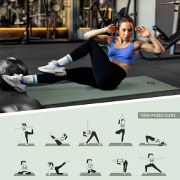 Nivia Anti Skid Yoga Mat for Men & Women, Exercise Mat for Home Workout, Yoga Mat for Women, Gym Exercise Mat (180x60x1.0CM) Military Green image 3