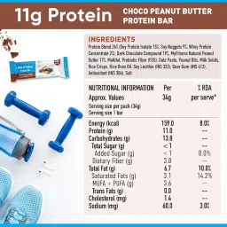 PRO.FITNESS Chocolate Peanut Butter Protein Bars with 11g Protein | No Added Sugar, No Preservatives, No Trans Fat | Healthy & Tasty | Pre-Post Workout Snack | Protein Chocolate Bars (34g x Pack of 6) image 1