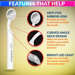amiciCare Dental Inspection Mirror with LED Light - Anti-Fog Oral Mirror for Teeth Inspection image 2