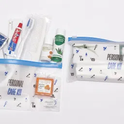 sevenhills toiletries 50 Sets Hotel Accessories,Guest House Kit,Guest Room Amenities,Marriage Guest Toiletry Kit Hospital Kit Frosted Zipper Pouch 9 X 4.5 INCH (50 Sets) image 1