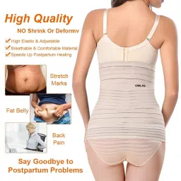 obliq 3 in 1 Post Pregnancy Belt for Belly, Waist & Pelvis Slimming Shapewear for After Delivery C-Section Abdomen/Tummy Reduction Postpartum Stomach Wrap (Beige, Large Waist (31-36 Inches)) image 4