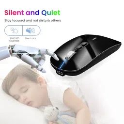 Verilux® Wireless Mouse Rechargeable, [Battery Level Visible] Bluetooth Mouse 2.4G&3.0BT&5.0BT for Laptop, 1600DPI Ergonomic Silent Mouse Wireless Compatible with iPad/PC/Mac/Windows/IOS, Black image 1