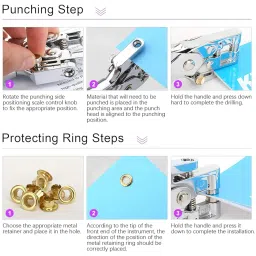 DIY Crafts 500 Pcs Metal Grommet Installation Tool Kit with 200 Coloured Eyelets, Pliers Set for DIY Projects Do It Your Self 150 Pcs Silver 150 Pcs Gold (500, Silver & Multi Colour) image 5