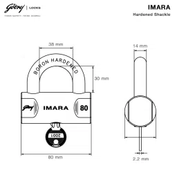 Godrej Locking Solutions and Systems Imara 80mm Brass Padlock 3 Keys (Brown, Painted Finish) image 5