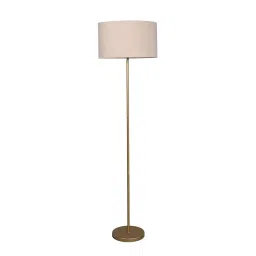ANTIQUEMPORIUM Premium Italian Floor Lamp Standing Modern Golden Finish 5ft Height Off White Lamp Shade 12 inches Drum Shade for Living Room Corner, Home, Hotel, Office (Round Shade) image 4