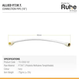 Ruhe® Connection Pipe (Set of 4) | PTMT Heavy Duty Connection Pipe | Suitable for Geysers, countertop faucets/water taps | (18 Inches) image 1