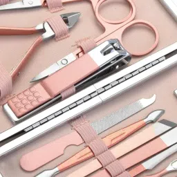 GRIHASTHA E-SHOP 18 IN 1 Stainless Steel Professional Manicure Set Nail Cutter For Women Nail Scissors Luxury Grooming Kit Manicure Pedicure Kit For Women Nail Acne Remover needle (18 IN 1) image 3