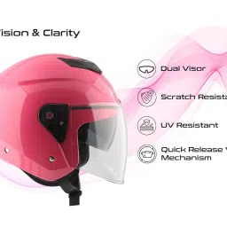 Vega VO-04 Punch Dual Visor Open Face Helmet Pink-M image 4