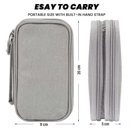 WISHKEY Cable Organizer Pouch, Travel Organiser Bag, Double Layer Storage for USB Cables, Chargers, Earphone, Power Bank, Hard disc & Other Accessories, Durable Nylon Case with Mesh Pockets (Grey) image 1