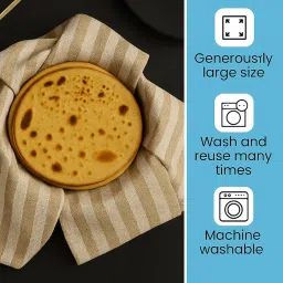 Värde® 2 PC Double Layer Roti Wrap/Chapati Cover–Premium Cotton Cloth for Roti, Paratha, Phulka, Hot Case | Kitchen Chapati Cloth with Flaps | Soft & Durable Cotton Seed Fabric (Green&Beige,Pack of 2) image 3