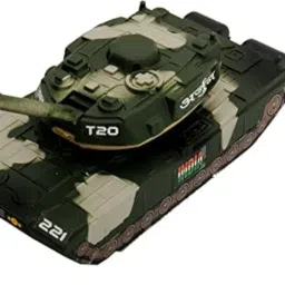 Shinsei Battle Tank T-20 Maintenance Free Pullback Spring Action Race Toy Gift for Boys 3+ Years. Strong ABS Plastic, NO Sharp Edges, BIS Certified. Pack of 1, Color Green image 1