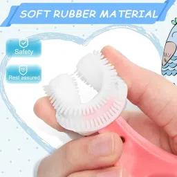 Looklike Toothbrush for Kids with U Shaped Silicone Brush Head for 360 Degree Cleaning Suitable For 2-6 Years, Manual, Heart Design, Multicolor, Pack of 2 image 1