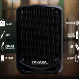 Takara T-7106 a Karaoke Speaker 6.5 Inch Portable Multimedia Bluetooth, with Recording, USB, PA System with 2 Wireless Mic, FM. image 1
