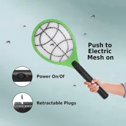 Ephemeral Heavy Duty Mosquito Racket Bat | Rechargeable Electric Fly Swatter | Mosquito Killer Racquet With 2 Pin Plug (Assorted) image 2