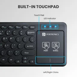 Portronics Bubble Pro Wireless Keyboard with Touchpad, Bluetooth & 2.4 GHz Dual Connectivity, Noiseless Keys, Connect Upto 2 Devices, Spill-Resistant Design (Black) image 2