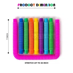 Kids Mandi Pop Tube Sensory Fidget Toy | Multi-Colour Stretchable Pipes | Bendable Finger Toy for Toddlers | Decompression Anxiety Stress Relief Toy (Pack of 6) image 2
