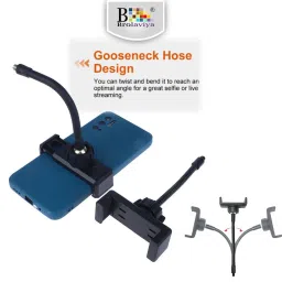 BROLAVIYA 2 Pcs Flexible Hose Mobile Phone Gooseneck Clip with 1/4 Male Thread copatible with LED Ring Light and Smart Phones image 2