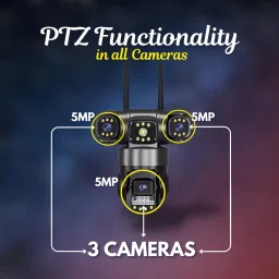 Maizic Smarthome Batman Black 3in1 HD WiFi CCTV Camera 3 Lens/3 Screen View Home Security with Pan Tilt 360° View & 2 Side Camera Horizontally Rotate 180°, 2 Way Talk image 3