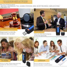 NOVUSOL 360 High Definition HD USB Voice Recorder, Clear Audio Recording Pen Drive 8 GB Memory inbuilt for Home,Office,Meetings (USB 8 GB Voice Recorder) image 1