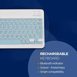 Acer Rechargeable Bluetooth Keyboard & Mouse Combo, 3 DPI Setting Upto 1200 DPI, 78 Keys Anti Slip Back, Ultra Thin Design for Tablet, PC, Laptop, Mobile, 10m Working Distance, Scissor Footed (Blue) image 2