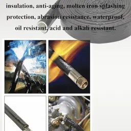 YAMAKATO 1/2" ID Heat Shielded Fire Thermo Armor Fire Sleeve Silicone Coated Fiberglass Heat Protection w/ 2 Clamps for Automotive Hose Lines & Electrical Wiring (Black, 3FT） image 5