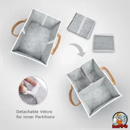 HIPPO Cute Diaper Caddy Bag for Smart Mothers, Baby Diaper Caddy Organizers - Felt Storage Mother Bags - for Diaper & Baby Wipes, Nursery Storage Foldable and Portable (Large, Grey-Stripes) image 4