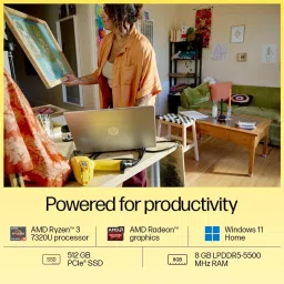 HP 15 AMD Ryzen 3 7320U (8GB Ram/512GB SSD/Fhd/15.6" (39.6 Cm)/Backlit Keyboard/Windows 11/Ms Office 21/1.59Kg/Silver) Fc0026Au Laptop image 2