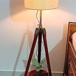 Lamp With Home Decor Corner Design Jute Drum Shade, Bulb, Wiring And Holder Included Pack Of 1, Led, Beige image 1