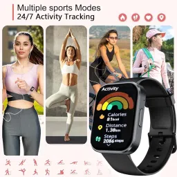 spywkn Smart Watch for Women Men, Health Tracker for Android/iOS, 1.91" Screen Fitness Tracker with Blood Oxygen Heart Rate Sleep Female Health Monitor, Activity Trackers Calls and Messages (Black) image 2