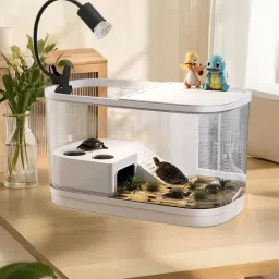 MERISHOPP Turtle Tank with Lids Multifunction with Platform for Leopard Gecko Scorpion Beige Medium image 5