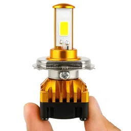 LED Motorcycle white Headlight Bulb, H4 Type, Gold Heat Sink, High Brightness COB image 1