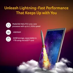 Acer Iconia Tablet iM9-12M,22.09 cm (8.7") WXGA IPS Display, 400 Nits, 4GB /64GB eMMC, 8+5 MP Dual-Camera, Slim Metal Body, Wi-Fi5+4G LTE, Android 14, BT 5.2, Silver.Free Flipcover & Wired Earphone image 2