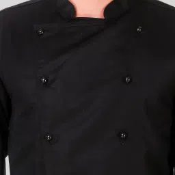 KODENIPR CLUB Traditional Black Chef Coat, Detachable Button Poly/Cotton, Size (Large(40)) image 5