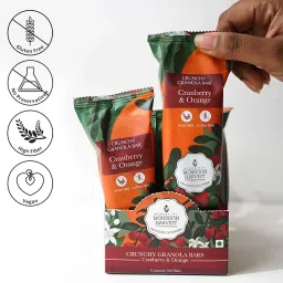 MONSOON HARVEST Wingreens Crunchy Millet Granola Bars - Cranberry & Orange - Pack of 6, Healthy Vegan Breakfast Energy Bars, Gluten Free, High Fiber, (40 Grams Each), with Rolled Oats image 3
