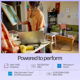 HP 15, 13th Gen Intel Core i3-1315U, 8GB DDR4, 512GB SSD, (Win 11, Office 21, Grey, 1.59kg), Anti-Glare, Micro-Edge,15.6-inch(39.6cm), FHD Laptop, Intel UHD Graphics, 1080p FHD Camera, fd0006TU image 4