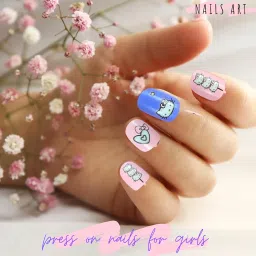 24-Pcs Reusable Fake Press-On Nails, for Baby Girls | Safe & Cute Artificial Nails | Pre-Glued, Easy to Apply & Remove | Perfect for Birthday Gifts & Playdates | Pack of 2 image 1
