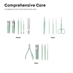 Manicure Set Professional Nail Clippers Pedicure Kit, 16 pcs Stainless Steel Nail Care Tools Grooming Kit with Luxurious Travel Leather Case for Men Women Gift (Green) image 2